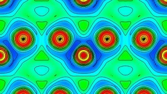 illustration showing the location of helium in the helium-iron compound