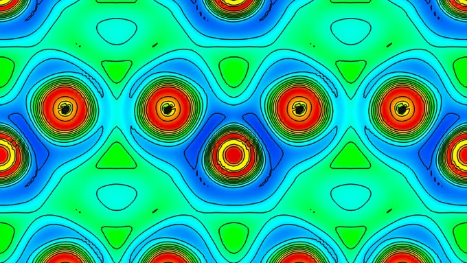 illustration showing the location of helium in the helium-iron compound